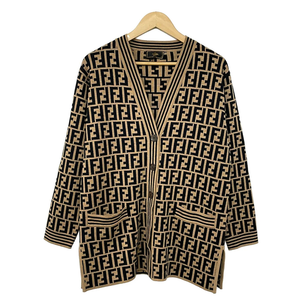 Fendi Beige Black Women's Cardigan #332619F57B